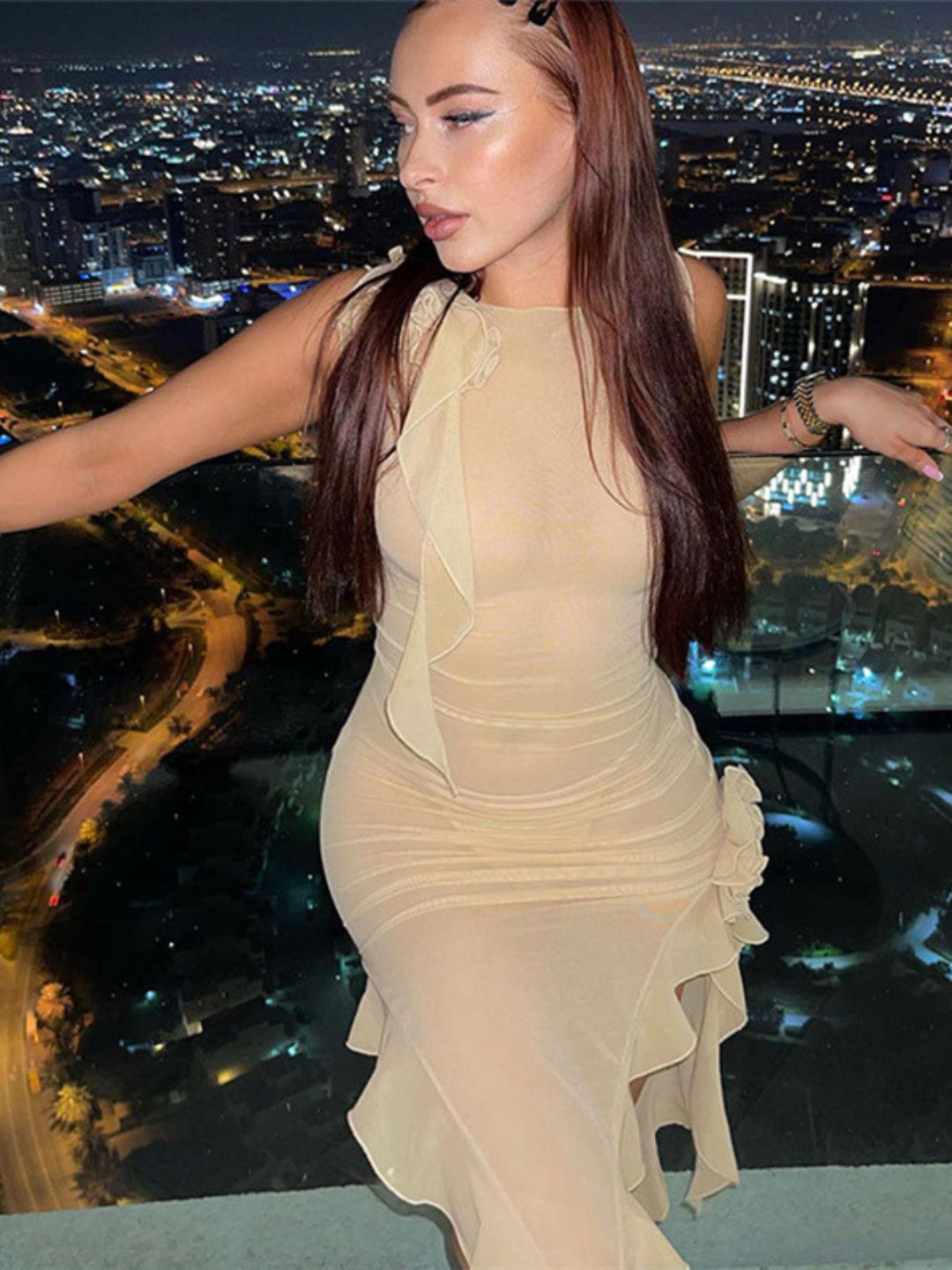 Cross border ruffle dress